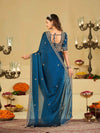 Royal Blue Designer Fendy Satin Saree with Heavy Embroidered Blouse & Zari Border | Premium Wedding & Festive Wear Saree