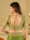 Pista Green Designer Fendy Satin Saree with Heavy Embroidered Blouse & Zari Border | Premium Wedding Party Wear Saree
