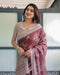 Maroon Floral Printed Pure Cotton Linen Saree | Matching Blouse & Tassel Detailing