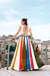 Close-up Detail of LNB Navratri Lehenga Gota Patti Lace and Mirror Work - Shree Roop