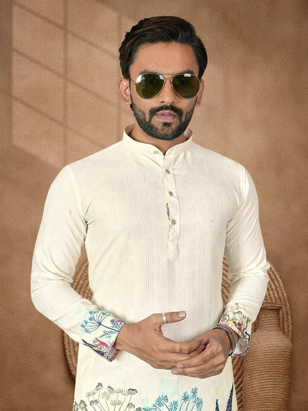 Full Length View of Balaji Export Men's Rayon Kurta with Cotton Pyjama - Shree Roop