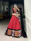Red LNB Navratri Lehenga with Printed Dupatta and Mirror Accents - Shree Roop