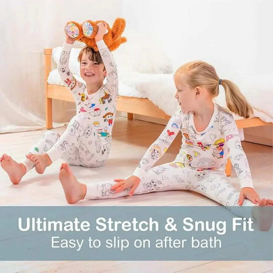 White cotton Magic Coloring Pajama Set front view with washable markers by Shree Roop