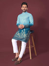 Beige Cotton Long Kurta with Crochet Sequence Work Back View - Shree Roop