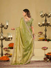 Pista Green Designer Fendy Satin Saree with Heavy Embroidered Blouse & Sequin Border | Premium Wedding Party Wear Saree