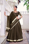 LNB Chanderi Lehenga Set with Zari Weaving Work Front View - Shree Roop