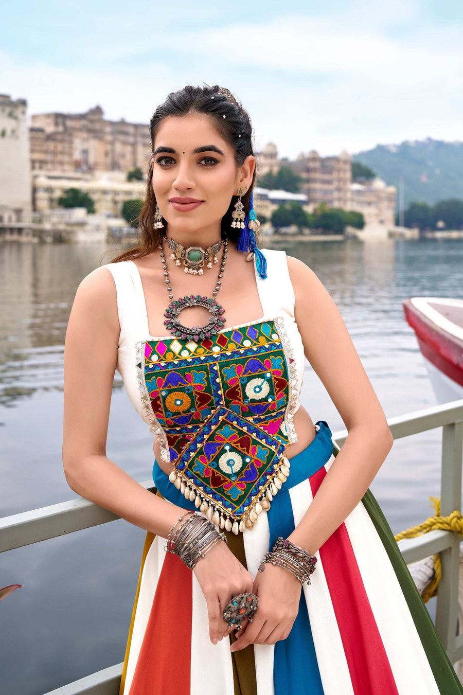 Full Length View of LNB Navratri Lehenga with Blouse and Drawstring Zip - Shree Roop