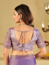 Lavender Designer Fendy Satin Saree with Heavy Embroidered Blouse & Sequin Border | Premium Wedding & Festive Wear Saree