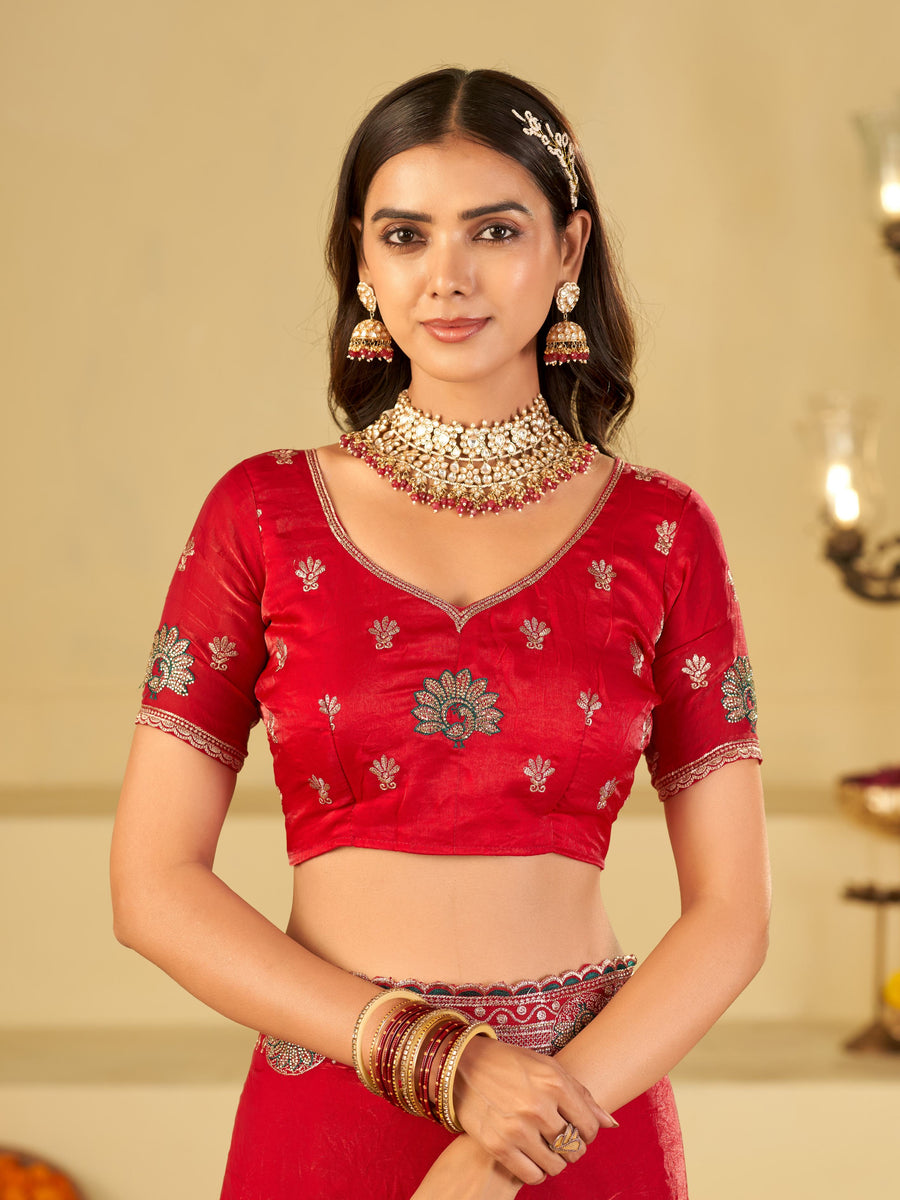 Rani Pink Designer Fendy Satin Saree with Heavy Embroidered Border | Festive Party Wear Saree with Floral Embroidery & Matching Blouse