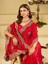 Rani Pink Designer Fendy Satin Saree with Heavy Embroidered Border | Festive Party Wear Saree with Floral Embroidery & Matching Blouse