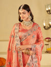 Peach Pink Designer Fendy Satin Saree with Heavy Embroidered Border | Party Wear Ethnic Saree with Intricate Embroidery & Matching Blouse