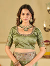 Pista Green Banarasi Silk Saree with Floral Embroidered Border & Rich Zari Weaving | Designer Festive Wedding Saree