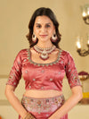 Rose Pink Banarasi Silk Saree with Floral Embroidered Border & Rich Zari Weaving | Designer Wedding Festive Saree
