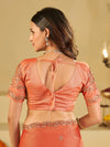 Peach Designer Fendy Satin Saree with Heavy Embroidered Blouse & Sequin Border | Wedding & Festive Saree