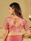 Baby Pink Designer Fendy Satin Saree with Heavy Embroidered Blouse & Sequin Border | Premium Wedding & Festive Saree
