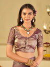 Lavender Designer Fendy Satin Saree with Floral Embroidered Border & Thread Work | Premium Festive Party Wear Saree