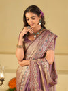 Lavender Designer Fendy Satin Saree with Floral Embroidered Border & Thread Work | Premium Festive Party Wear Saree