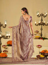 Lavender Designer Fendy Satin Saree with Floral Embroidered Border & Thread Work | Premium Festive Party Wear Saree