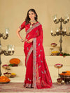 Rani Pink Designer Fendy Satin Saree with Peacock Embroidery & Heavy Embroidered Border | Premium Festive Wedding Wear Saree
