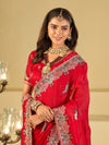 Rani Pink Designer Fendy Satin Saree with Peacock Embroidery & Heavy Embroidered Border | Premium Festive Wedding Wear Saree