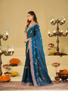 Royal Blue Designer Fendy Satin Saree with Peacock Embroidery & Heavy Embroidered Border | Premium Festive Wedding Wear Saree