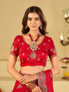 Rani Pink Designer Fendy Satin Saree with Heavy Embroidery Work | Premium Wedding Party Wear Saree with Embroidered Border & Blouse