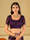 Royal Purple Designer Fendy Satin Saree with Floral Embroidery Work | Premium Wedding Party Wear Saree with Heavy Embroidered Border & Blouse