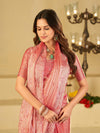 Baby Pink Fendy Satin Saree with White Floral Embroidery Border | Designer Party Wear Saree with Blouse