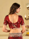Maroon Designer Fendy Satin Saree with Heavy Embroidered Border | Premium Wedding Party Wear Saree with Intricate Embroidery & Matching Blouse