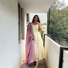 Close-up of subtle embroidery on cream Anarkali dress by Shree Roop