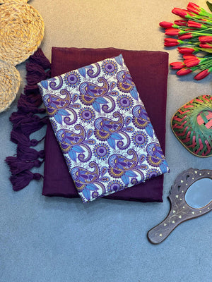 Chanderi Saree with Extra Blouse Fabric – Soft Modal Finish & Fancy Detailing
