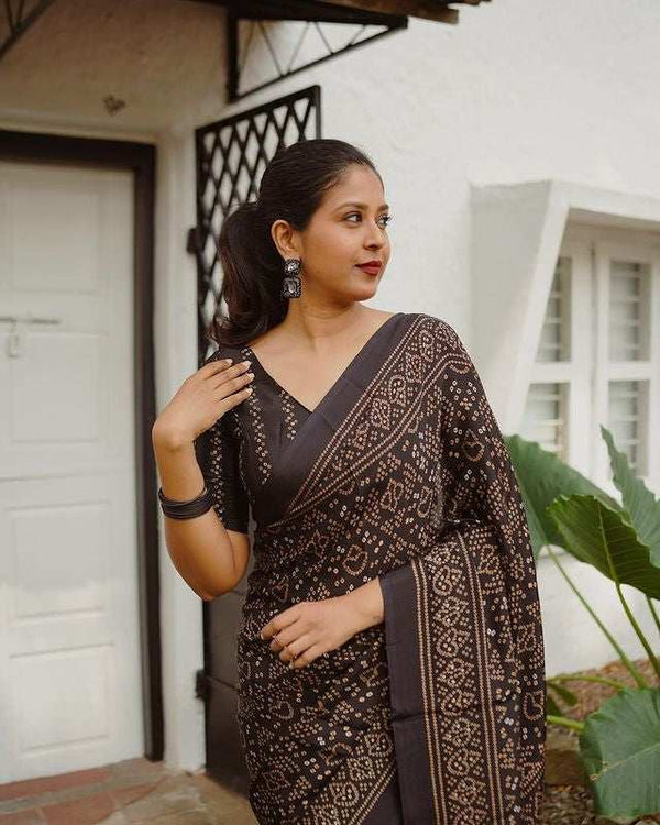 Black Pure Cotton Linen Saree | Zari Weave with Tassel Detailing