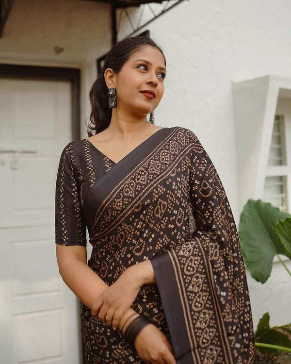 Black Pure Cotton Linen Saree | Zari Weave with Tassel Detailing