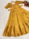 Golden Tissue Silk Gown Full Length View - Shree Roop
