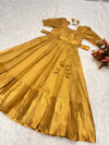 Golden Tissue Silk Gown with Dupatta - Shree Roop