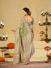 Pastel Green Banarasi Silk Saree with Heavy Embroidered Scallop Border & Rich Zari Woven Pallu | Designer Wedding Festive Saree