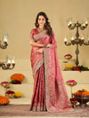 Rose Pink Banarasi Silk Saree with Heavy Embroidered Border & Rich Zari Woven Pallu | Designer Wedding Festive Saree