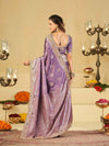 Lavender Purple Banarasi Silk Saree with Heavy Embroidered Border & Rich Zari Woven Pallu | Designer Wedding Festive Saree