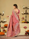 Rose Pink Banarasi Silk Saree with Heavy Embroidered Border & Rich Zari Woven Pallu | Designer Wedding Festive Saree