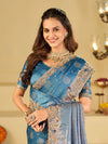 Sky Blue Banarasi Silk Saree with Heavy Embroidered Border & Rich Zari Woven Pallu | Designer Wedding Festive Saree