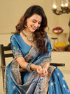 Royal Blue Banarasi Silk Saree with Heavy Embroidered Border & Rich Zari Woven Pallu | Designer Wedding Festive Saree