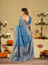 Royal Blue Banarasi Silk Saree with Heavy Embroidered Border & Rich Zari Woven Pallu | Designer Wedding Festive Saree