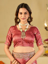 Rose Pink Banarasi Silk Saree with Heavy Embroidered Border & Rich Zari Woven Pallu | Designer Festive Wedding Saree
