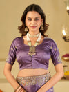 Lavender Purple Banarasi Silk Saree with Heavy Embroidered Border & Rich Zari Woven Pallu | Designer Festive Wedding Saree