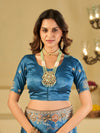 Sky Blue Banarasi Silk Saree with Heavy Embroidered Border & Rich Zari Woven Pallu | Designer Wedding & Festive Saree