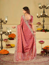 Dusty Rose Banarasi Silk Saree with Heavy Embroidered Border & Rich Zari Woven Pallu | Designer Wedding & Festive Saree
