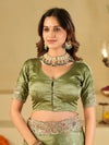 Pista Green Banarasi Silk Saree with Heavy Embroidered Border & Rich Zari Woven Pallu | Designer Festive Wedding Saree