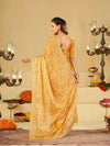 Mustard Yellow Designer Fendy Satin Saree with Heavy Embroidered Border | Premium Festive Party Wear Saree with Blouse