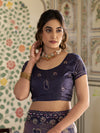 Lavender Purple Fendy Satin Embroidered Saree with Ethnic Elephant Motifs & Designer Zari Border | Festive Saree with Tassels & Heavy Embroidered Blouse