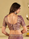 Lavender Designer Fendy Satin Saree with Embroidered Leaf Motifs & Lace Border | Premium Festive Party Wear Saree with Matching Blouse